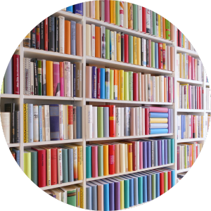 books on shelves